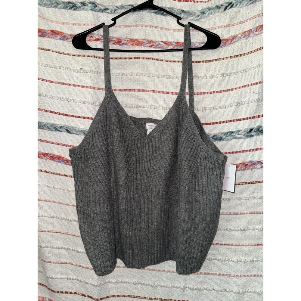 Auden 3X Grey ribbed tank top with straps‎ NWT